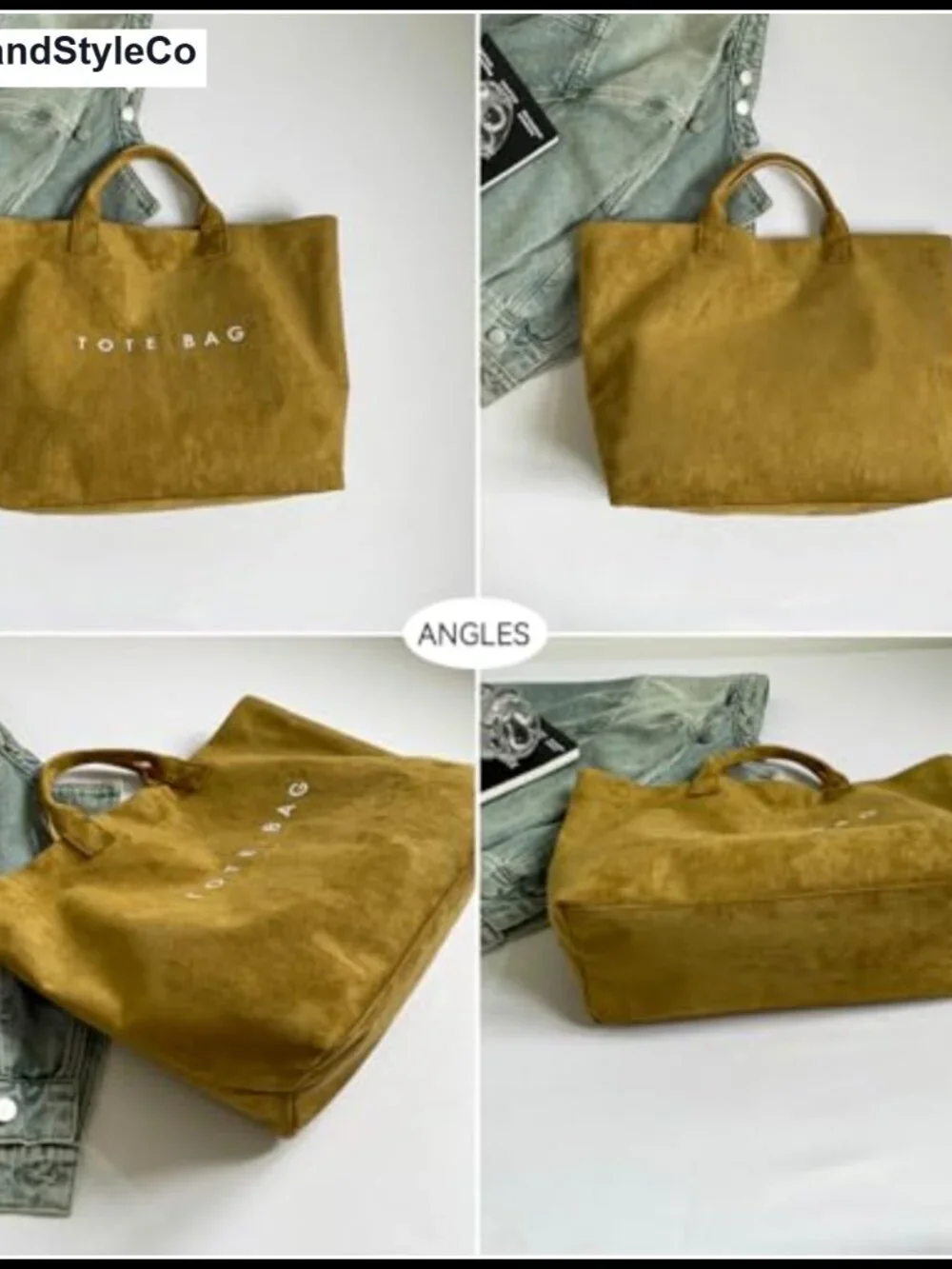 Suede Tote Bag Letter Print Hobo Handbag Lightweight Spacious Shoulder Purse